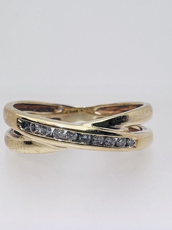 9ct Gelbgold Channel Set Diamant Half Eternity Crossover Ring 2.2g GroBe L Etsy