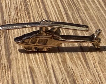 9ct Gold Helicopter Chopper Aviation Tie Lapel Pin with Gold Coloured Pin Back
