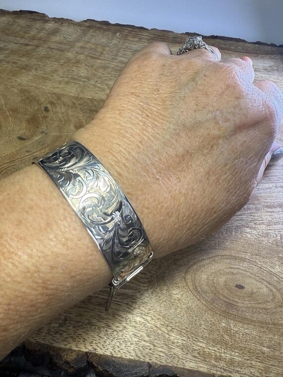 Edwardian Solid Silver Hinged Bangle Birmingham 1… - image 15