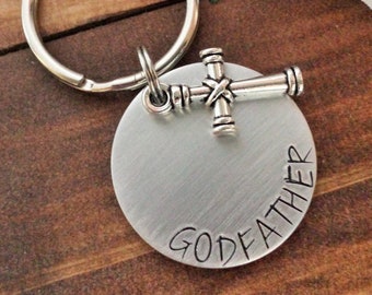 Godfather Gift - Godfather Keychain - Baptism Gift - Gift for Godparent - Godparent Keychain - God Parent Gift - Godfather Keyring - Baptism