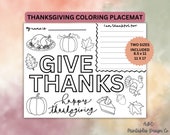 Printable Thanksgiving Coloring Placemat, Kids Activity (PDF)