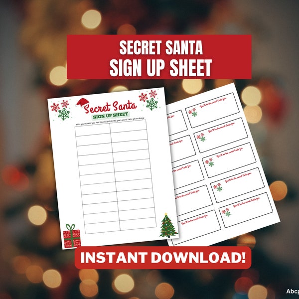 Secret Santa Gift Exchange Kit: Sign-Up Sheet & Bonus Draw Template - Festive Planning for a Memorable Holiday Gathering!