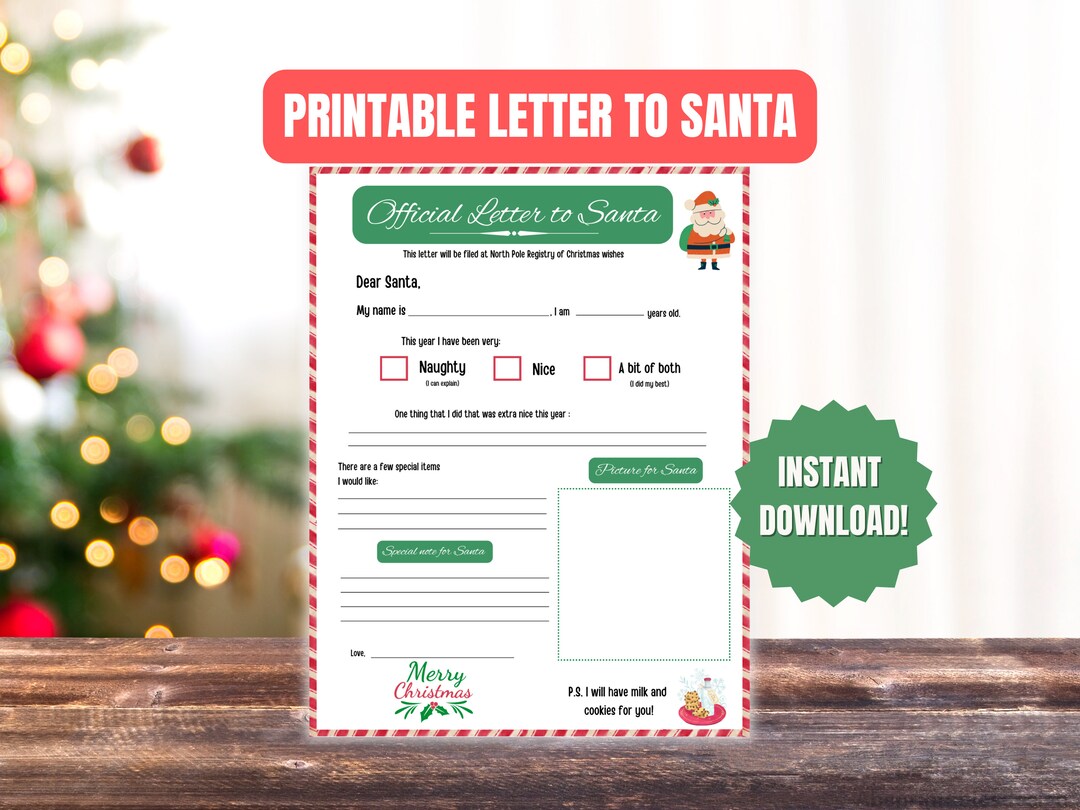 Printable Letter to Santa Kids Activity - Festive Holiday Fun for ...