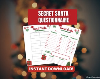 Secret Santa Gift Exchange Kit: Questionnaire Sheet & Bonus Sign Up Sheet - Festive Planning for a Memorable Holiday Gathering!