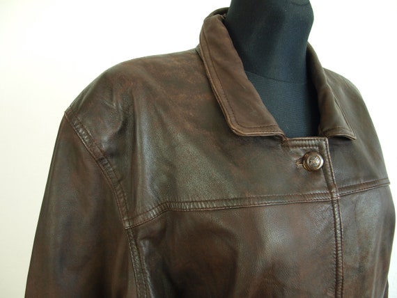 Vintage lederen jas bruin womens Pilot jas, KAVERI kledingstuk grootte M Eur 36, ons 6 Uk 8 gemaakt in India verdrietig lederen bomber jas Vintage lederen jas bruin womens Pilot jas, KAVERI kledingstuk grootte M Eur 36, ons 6 Uk 8 gemaakt in India verdrietig lederen bomber jas