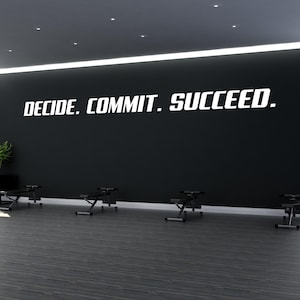 Gym Wall Decal: "Decide. Commit. Succeed." Motivational Quote