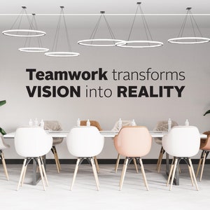 BIG OFFICE Wall Vinyl Decal "Teamwork transforms vision into reality" motivational, inspirational textual decal