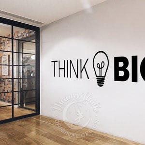 BIG OFFICE Adesivo da parete in vinile Pensa in grande con lampadina motivazionale, ispiratrice immagine 2