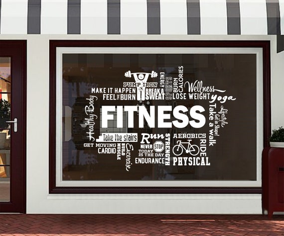 Customizable Gym Fitness Decal For Window Or Interior Workout Decal Gym Inspirational Fitness Quotes Healthy Lifestyle