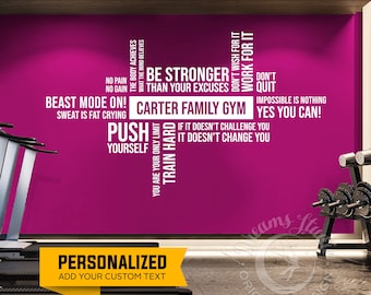 Custom Gym Wall Decal: Motivational Fitness Quote Vinyl Art