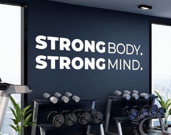 Adesivo da parete "Corpo forte, mente forte" - Decorazione motivazionale per palestra e fitness