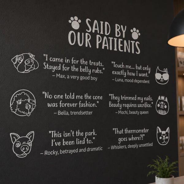 Funny Pet Quotes Wall Decal Set, Cats & Dogs, Vet Office Wall Art, Veterinary Decor