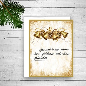 It's a Wonderful Life Christmas card - Holiday Card, Christmas greeting, Jimmy Stewart, George Bailey, Clarence the Angel