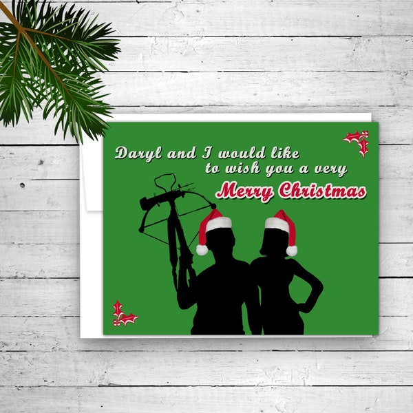 Daryl and I Christmas card - The Walking Dead, Holiday Card, Christmas greeting, Daryl Dixon, Norman Reedus