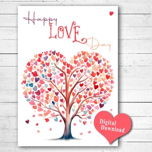 Druckbare Valentinstag oder jede Anlass Karte, Happy Love Day, PDF, JPG, 5 "x 7" Karte, innen leer, DIY Sofortiger digitaler Download