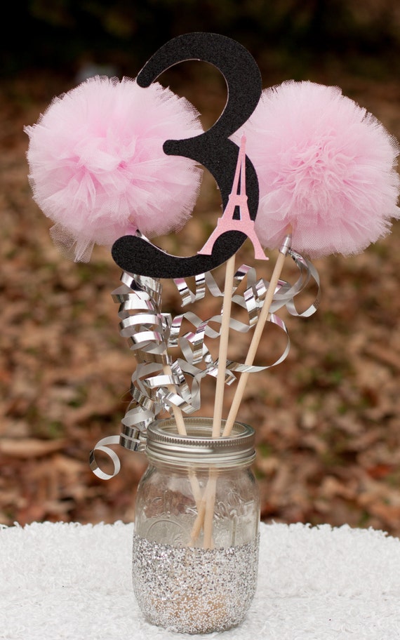 Paris Party Pink Black And Silver Eiffel Tower Centerpiece Etsy