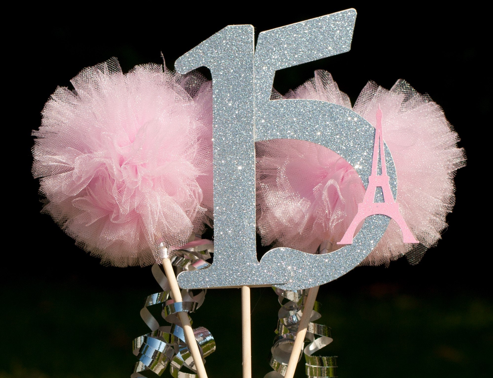 Eiffel Tower Paris Party Pink And Silver Centerpiece Table Etsy