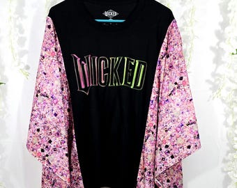 New Fabulas "WICKED" - Handmade Black Cotton T-shirt Poncho with Cotton Fabric Sleeves