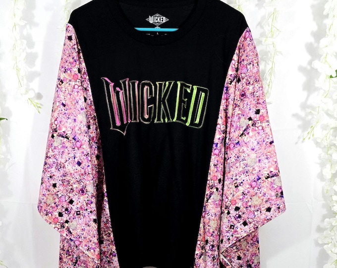 New Fabulas "WICKED" - Handmade Black Cotton T-shirt Poncho with Cotton Fabric Sleeves