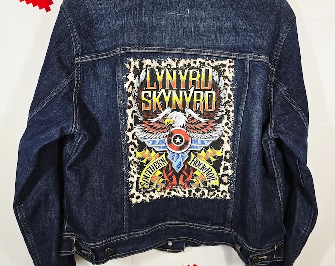 Upcycled Like New Lynyrd Skynyrd Blue Denim Extra Large Jean Jacket.