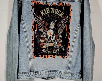 Upcycled Like New Kid Rock Light Blue Teen Size 12/13 Jean Jacket.