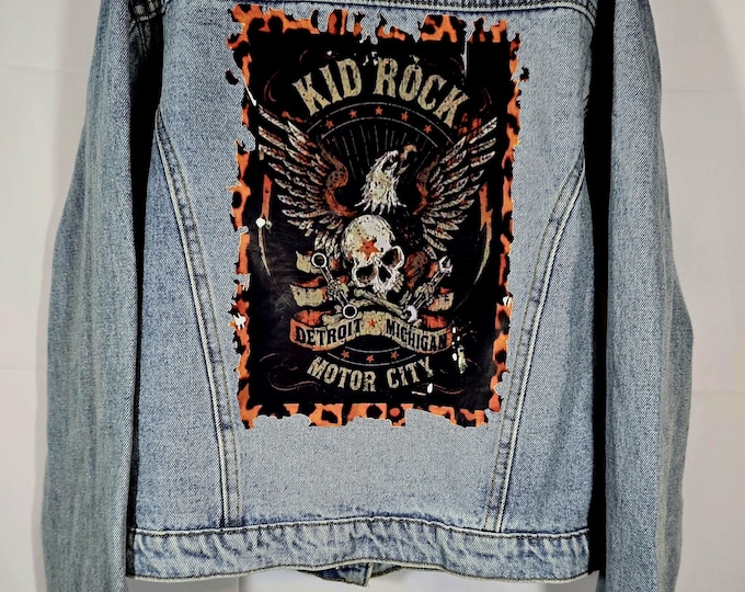 Upcycled Like New Kid Rock Light Blue Teen Size 12/13 Jean Jacket.