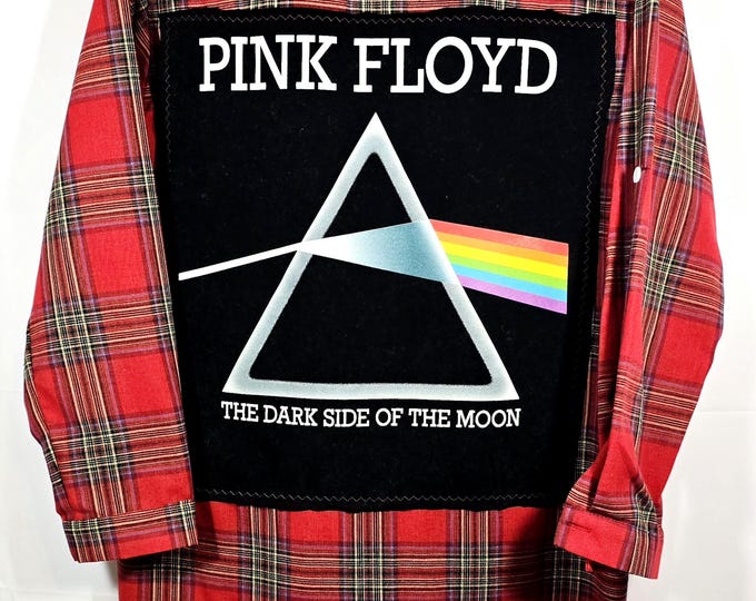 New Womens Large Cotton Extra Long Shirt with Pink Flyod   designed patch.