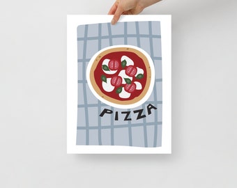 Pizza Lovers Food Poster, Kitchen or Restaurant Art, Custom Illustration