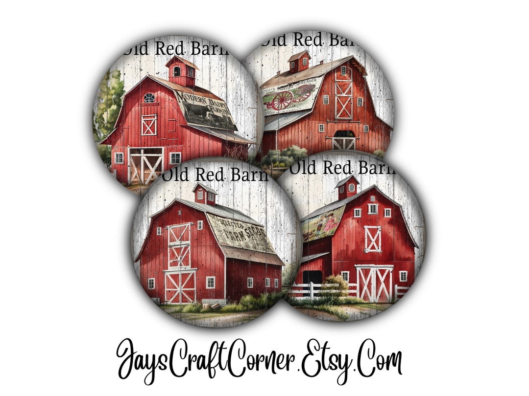 Set of 4 Farmhouse Barn Coasters Folk Art Coaster Gift Set for Her Barn ...