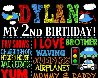 Planes, Trains, Automobiles birthday board 1st birthday or ANY AGE, 1st birthday custom chalkboard planes trains automobiles theme FREE 8x10