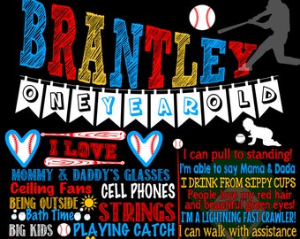 Baseball 1st birthday party, modern baseball birthday sign, unique custom baseball birthday party first bday BRDSPT06