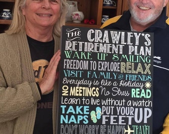 Retirement Rules Chalkboard - Custom retirement board, personalized retired sign - digital file