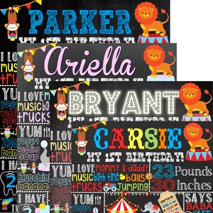 Décoration d'anniversaire de cirque unique, décoration de fête d'anniversaire de carnaval personnalisée, carte d'anniversaire de style craie de cirque personnalisée ID # BRDCIR03