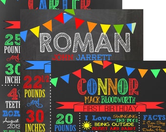 Primary Color 1st birthday party decoration, 1st birthday primary colors; first bday, red green blue yellow orange customized BRDFLG05