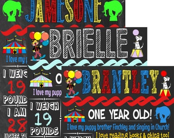 Circus Themed Birthday board - Any Age - Carnvial Birthday Party Ideas and Decoration FREE 8x10, Welcome to the circus kid birthday