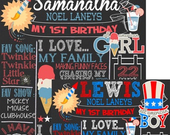 Red White and blue birthday party, All american girl bday, all american boy bday, fourth of july birthday, american pride bday  ID# BRDHDY02