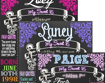 16th birthday, sweet sixteen birthday party decor, sweet 16 birthday board, girls sweer 16 party decor, unique 16th birthday party