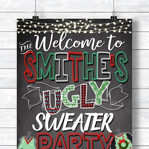 Ugly Sweater Party welcome sign, welcome to our ugly sweater party, ugly sweater party decor, ugly sweat voting ballot, ugly party SGNUGL16