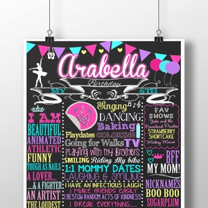 girls birthday board, bright pink birthday, unique girls birthday chalkboard style decoration, bright colored birthday decor BRDFLG08