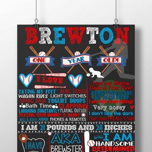 baseball 1st birthday, all star birthday, baseball birthday party, baseball birthday board, red white blue 1st birthday, batter up, BRDSPT06 image 1