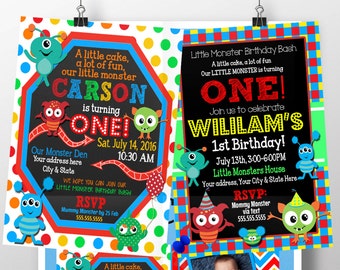 Monster birthday invitation, Monster mash birthday party decor, our little monster birthday party, monster 1st birthday invite, INVMSR01
