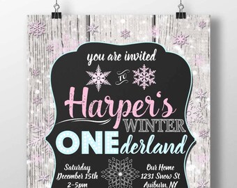 Invitación de invierno de Onederland, invitaciones de cumpleaños de invierno de Onederland, invitación de fiesta de invierno de Onederland para niñas, cumpleaños de Navidad, INVXMS21
