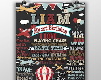 Airplane birthday decor, airplane birthday party ideas, custom plane birthday sign, vintage airplane theme, 1st birthday board, balloons