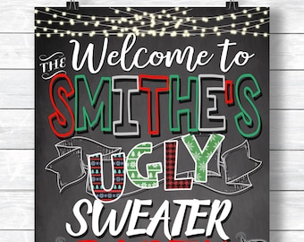 Ugly Sweater Party welcome sign, welcome to our ugly sweater party, ugly sweater party decor, ugly sweat voting ballot, ugly party SGNUGL16