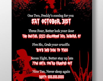 Scary halloween party invitations, freaky halloween invitation, spooky halloween invitation, bloody halloween party invitations, INVHWN12