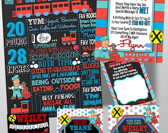 Train birthday party package, train birthday decor, train birthday signs, train party, custom train birthday signs, choo choo party package