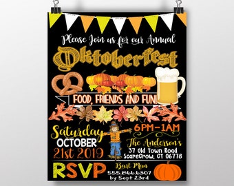 Oktoberfest Invites, Unique Oktoberfest Party Invitations, Top Selling Oktoberfest Invites, Modern Oktoberfest Party Ideas Decor, Fall Party