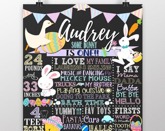 Some bunny is one birthday, girls easter birthday party decor, easter 1st birthday board file, spring birthday, bunny birthday party