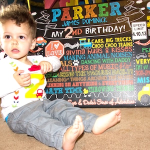 Transportation birthday sign, custom transportation sign, planes trains auto birthday boys birthday party decor, colorful 2nd bday BRDAUT05