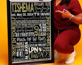 LPN Nurse Gift Graduation, RN Gift Ideas, Nurses Oath & Prayer Motivational, Nurses Gift for Women and Men, Class of 2026 Nurse Signs Party